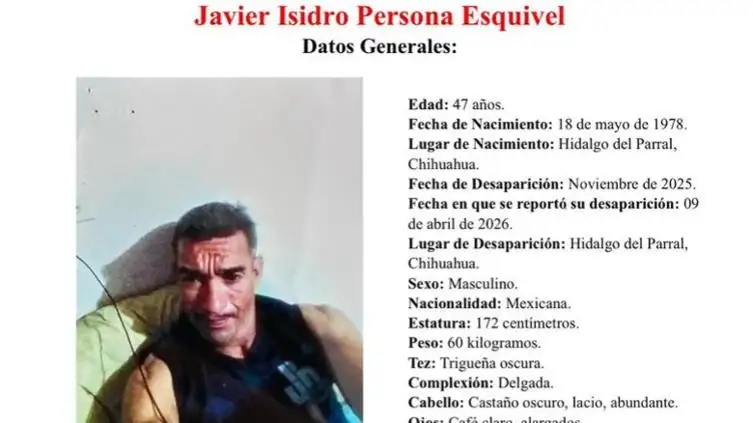 Buscan a persona desaparecida en Parral desde 2025